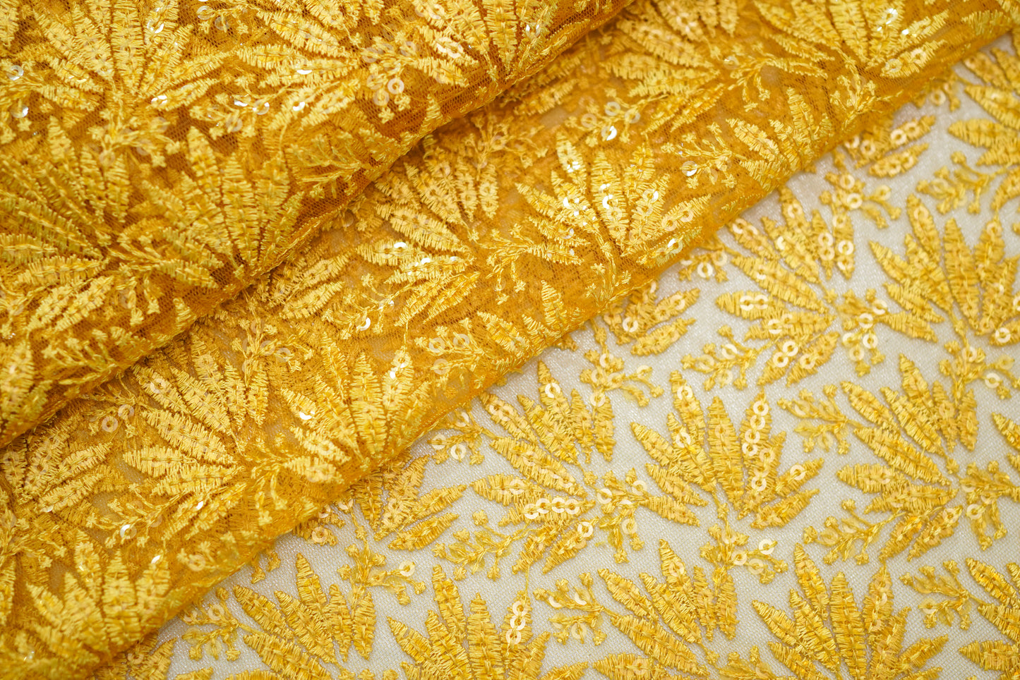 Gold Color with Floral Net Embroidery