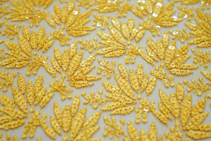 Gold Color with Floral Net Embroidery