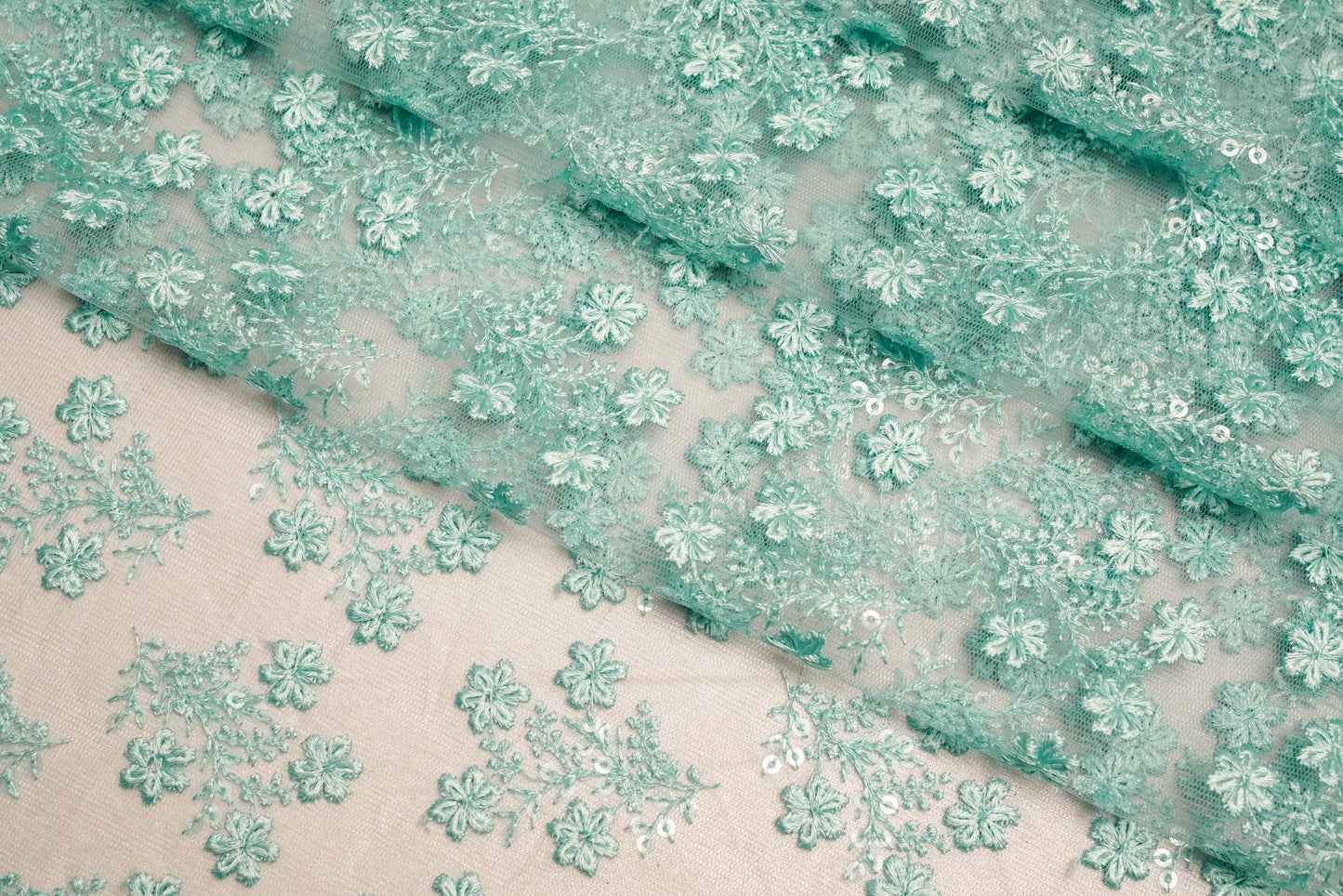 Sea Green with Floral Net Embroidery