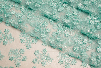 Sea Green with Floral Net Embroidery