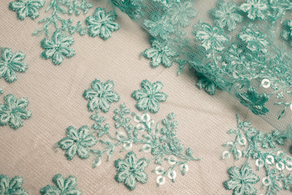 Sea Green with Floral Net Embroidery