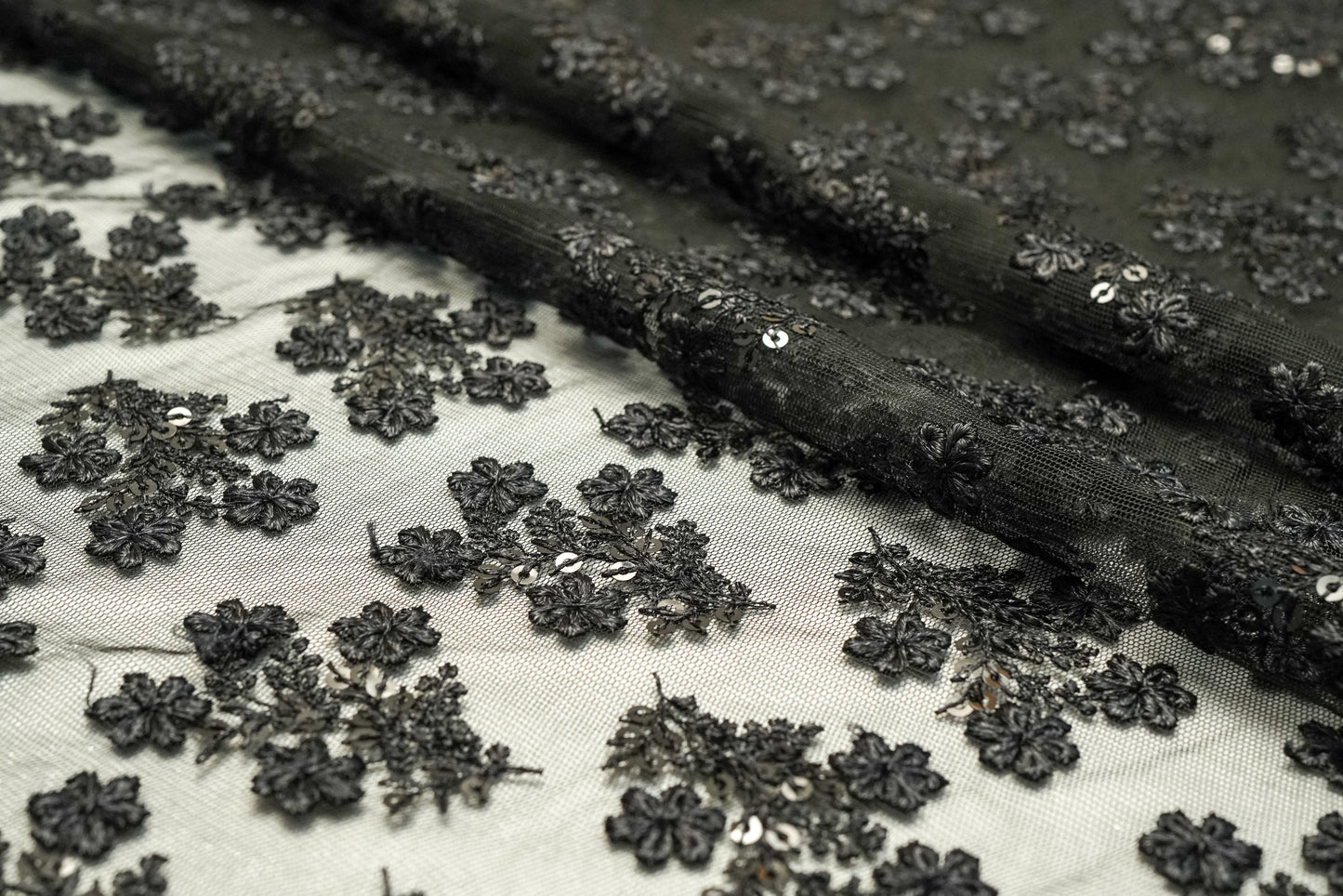 Black Color with Floral Net Embroidery