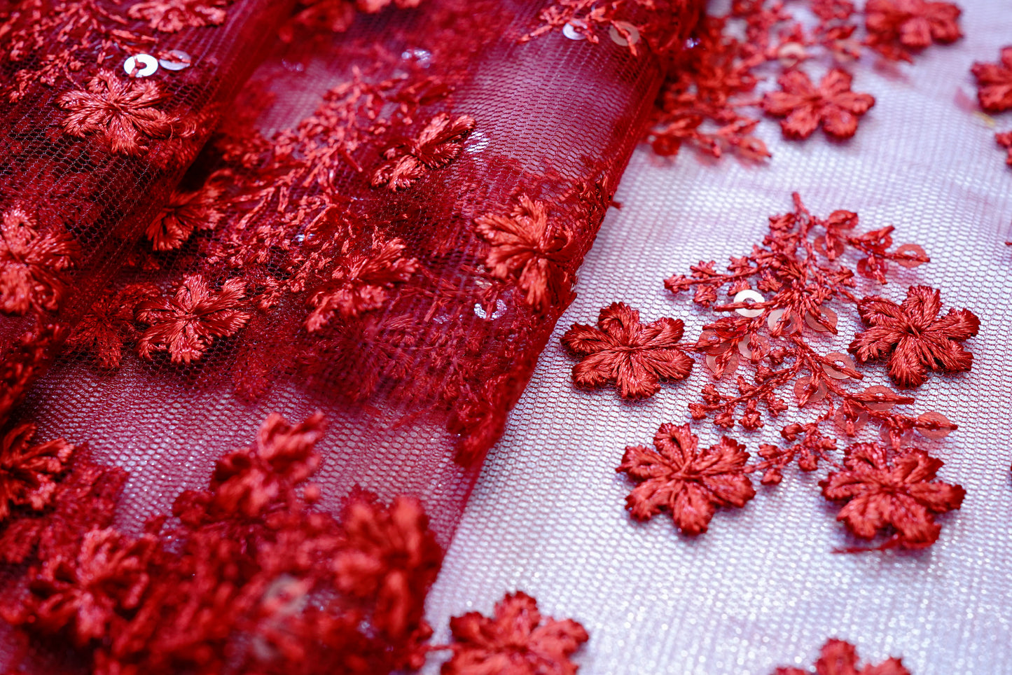 Maroon Color with Floral Net Embroidery