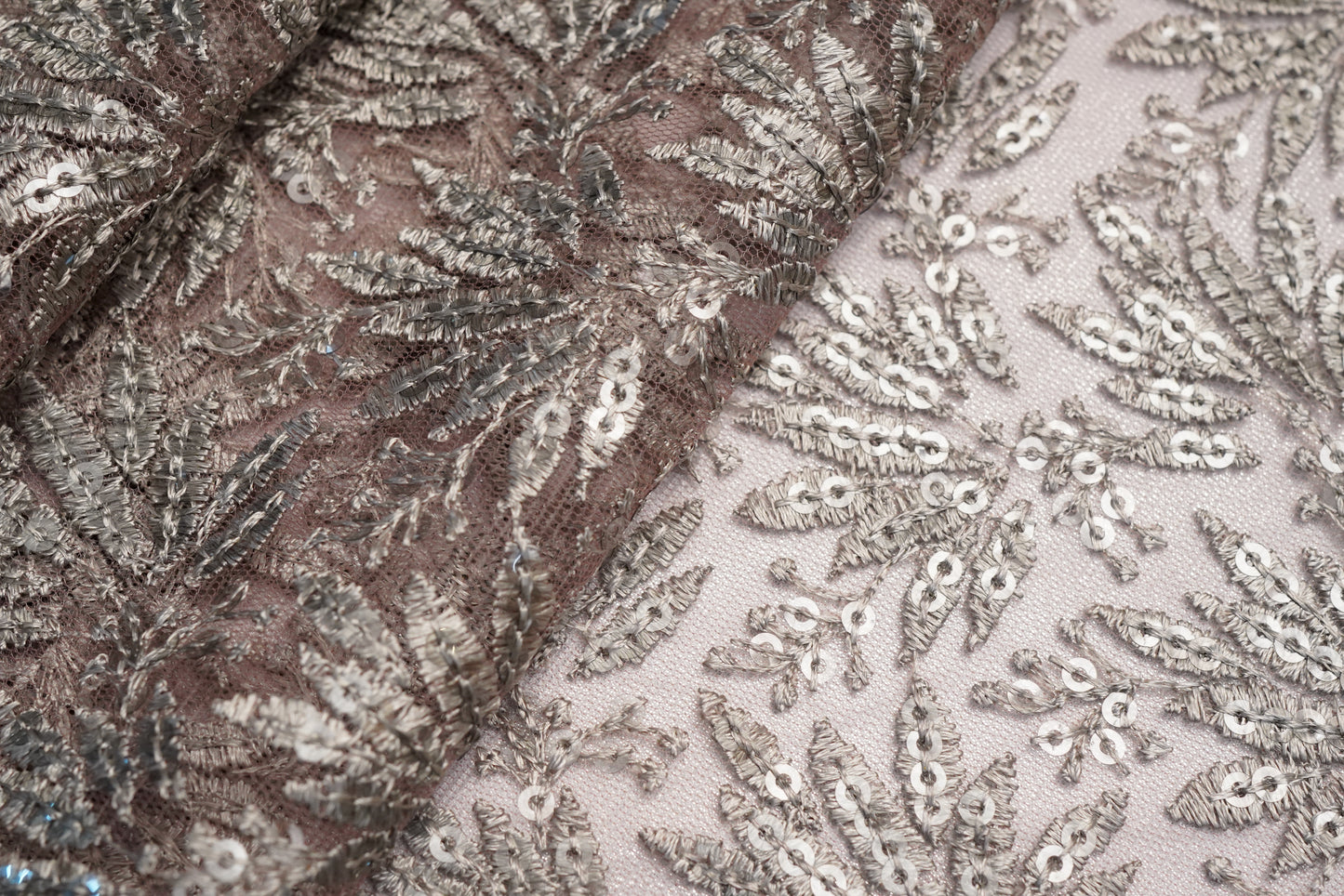 Taupe Color with Floral Net Embroidery