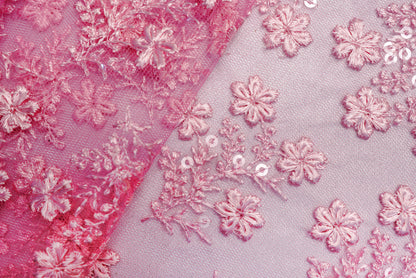 Rose Pink with Floral Net Embroidery