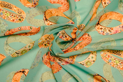 Celadon Color With printed Georgette Printed