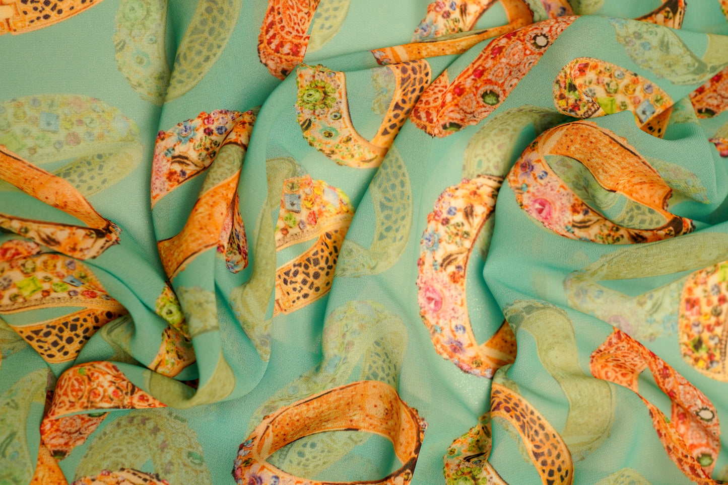 Celadon Color With printed Georgette Printed